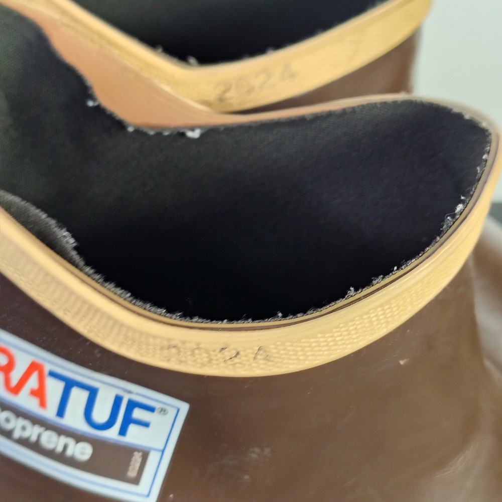 XTRATUF Mens Ankle Deck Boots Size 10 Brown Neoprene Rubber Waterproof Fishing - Picture 2 of 12
